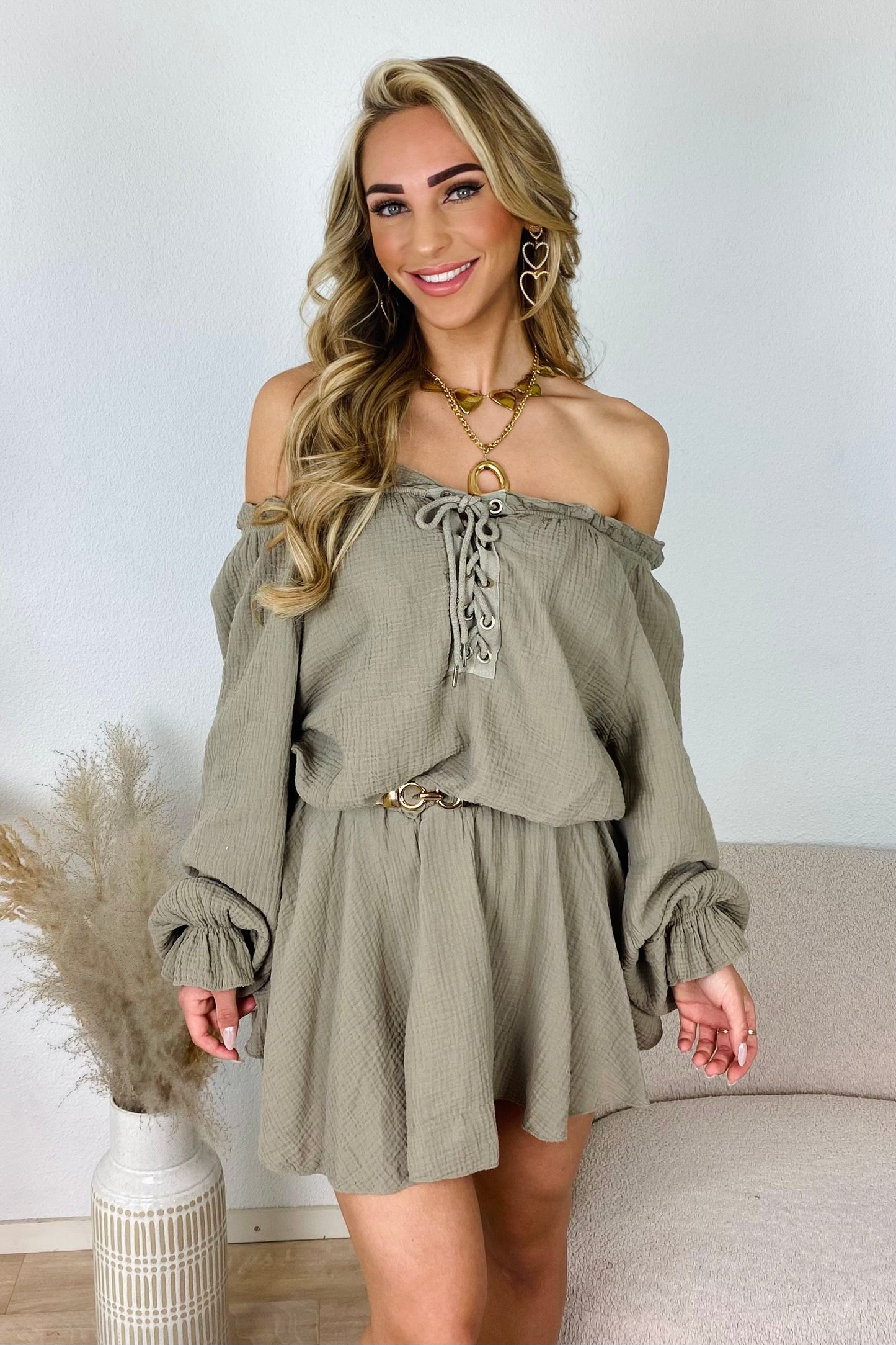 Luchtige boho playsuit - Taupe