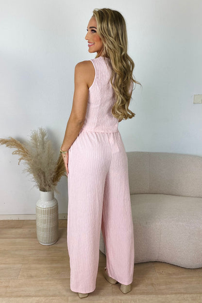 Textuur gilet set - Roze