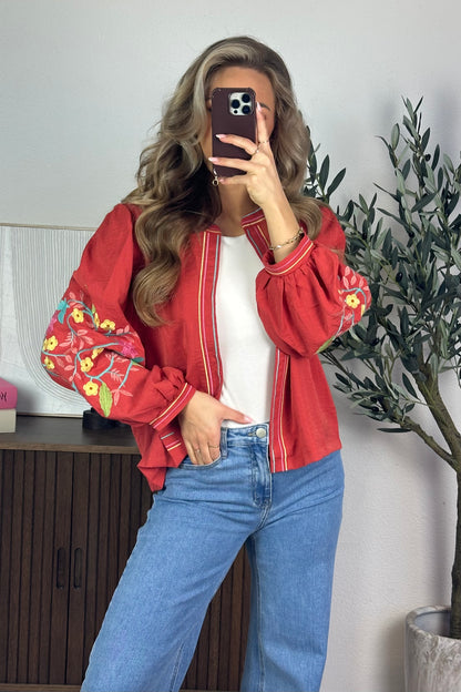 Flower sleeve vest - Terracotta