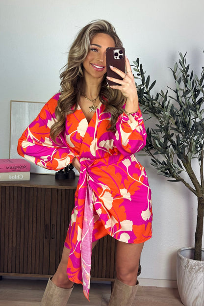 Caitlin print jurk - Oranje