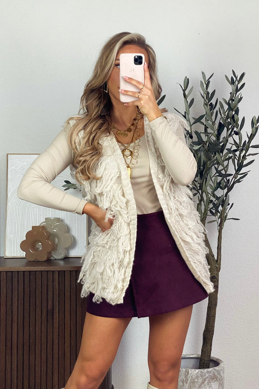 Saar fringe gilet - Ecru