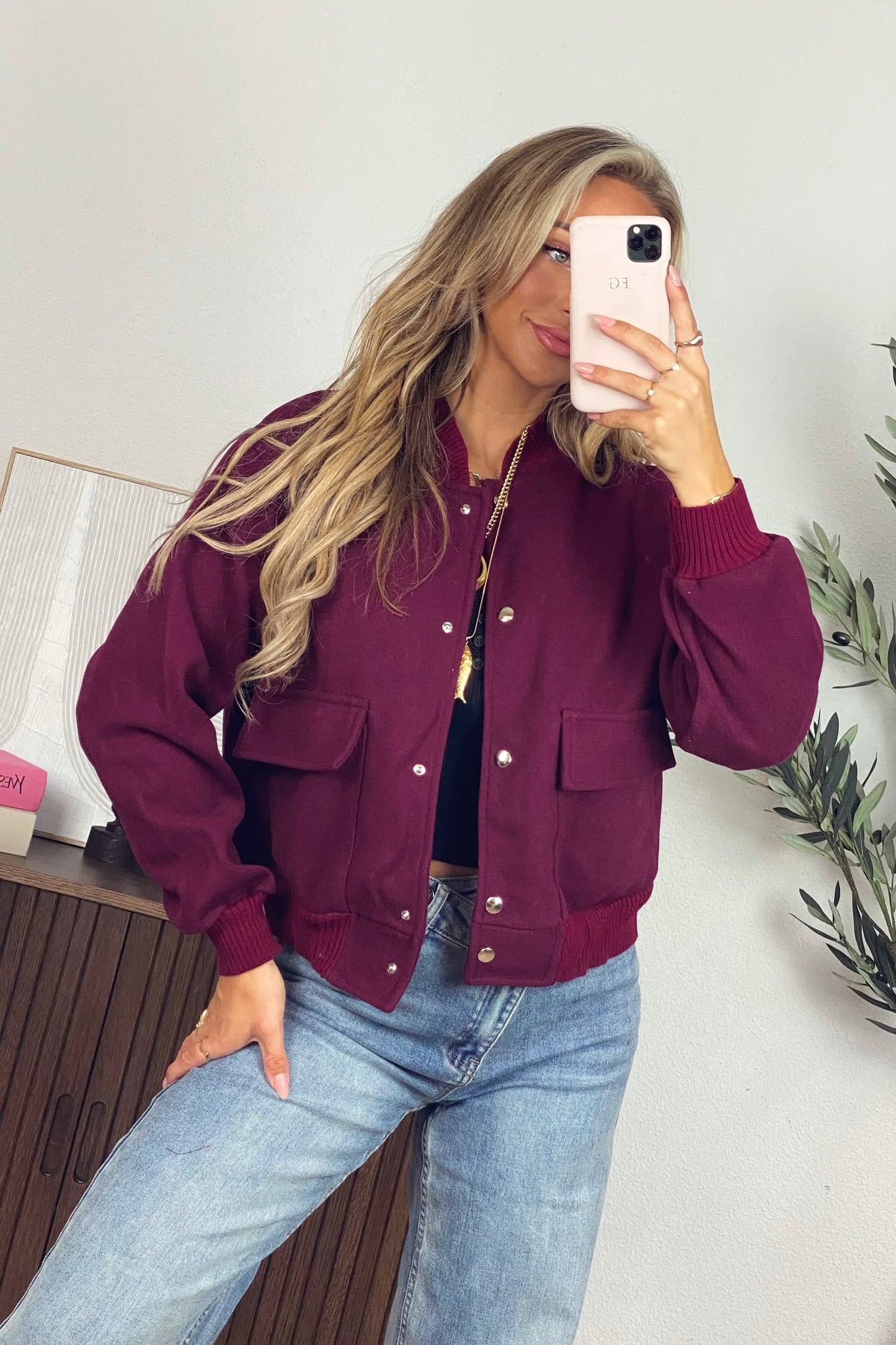 Basic bomber jacket - Bordeaux
