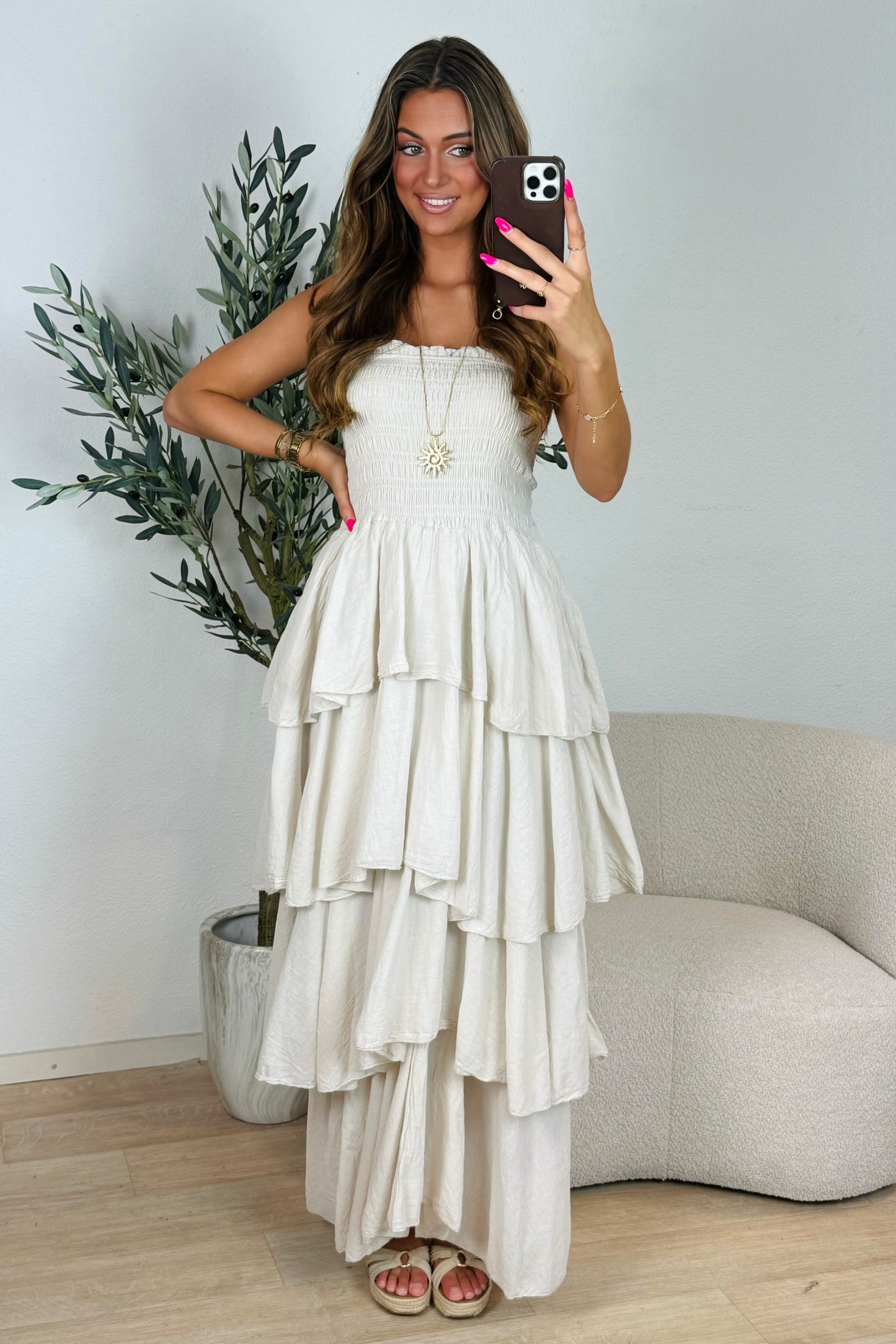 Molly strapless jurk - Beige