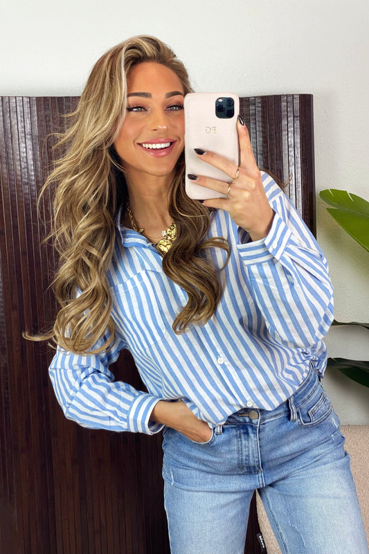 Zon gestreepte blouse - Blauw