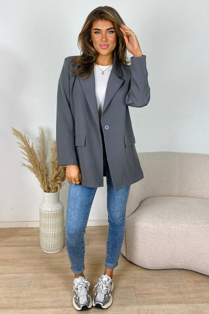 Oversized blazer - Grijs