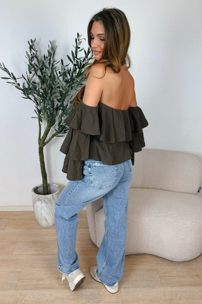 Claire ruffle top - Bruin