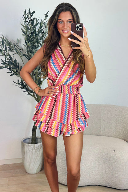 Kayla zigzag playsuit - Roze