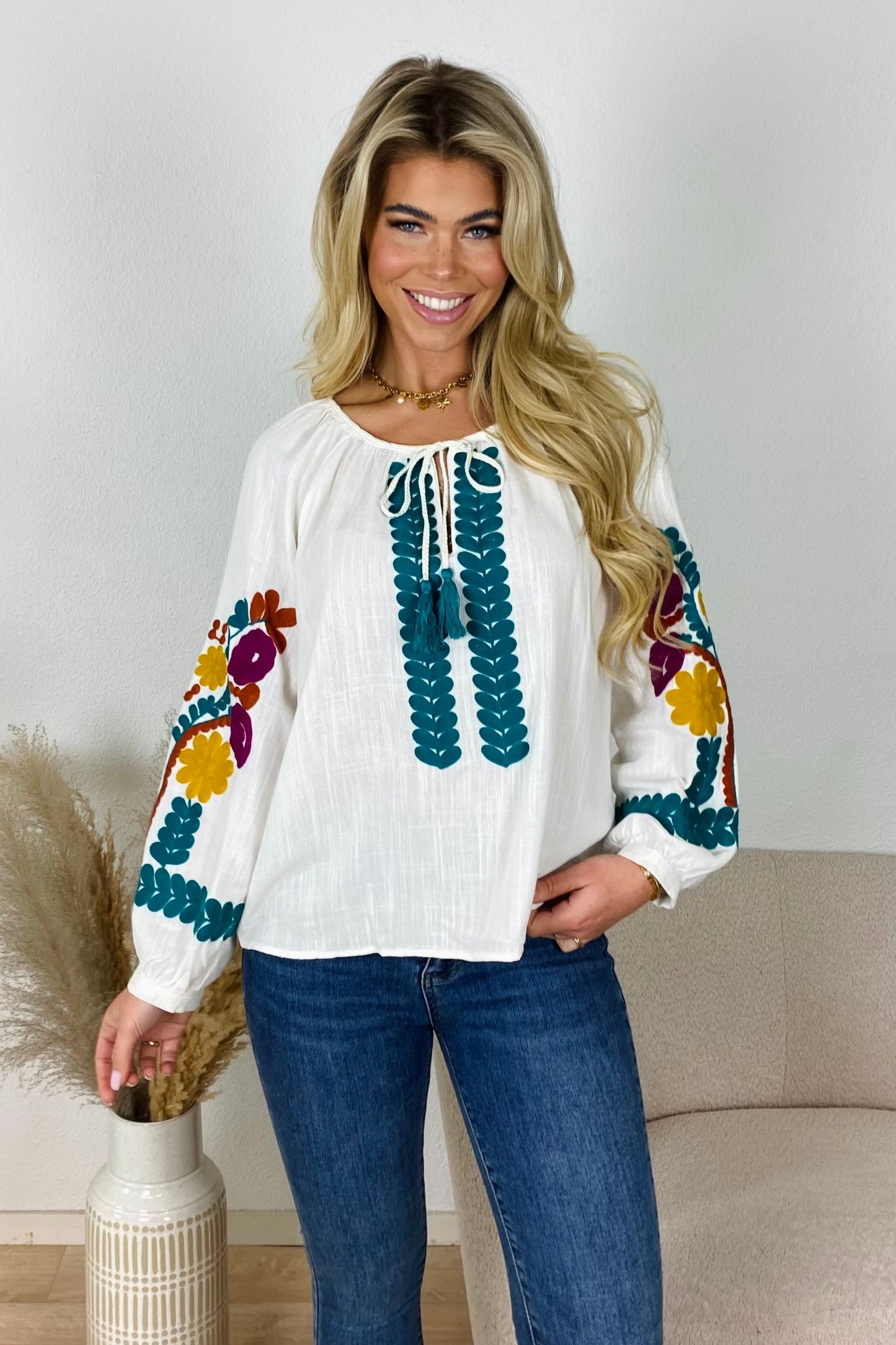 Colored blouse - Wit