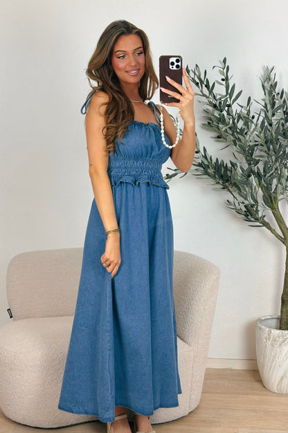 Yasmin maxi denim jurk - Blauw