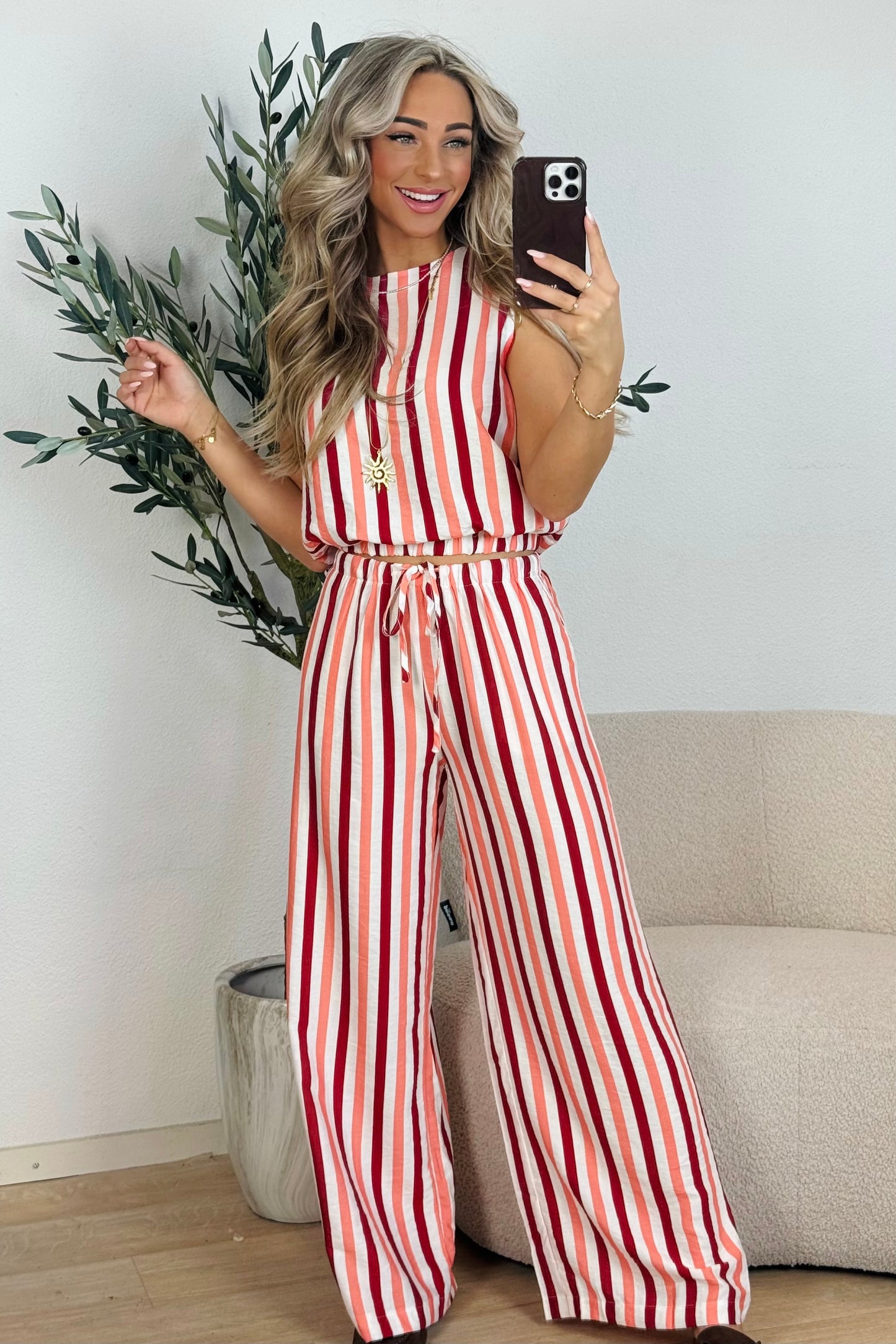 Emily stripe set - Roze