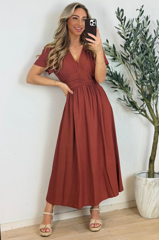 Isa flowy jurk - Terracotta