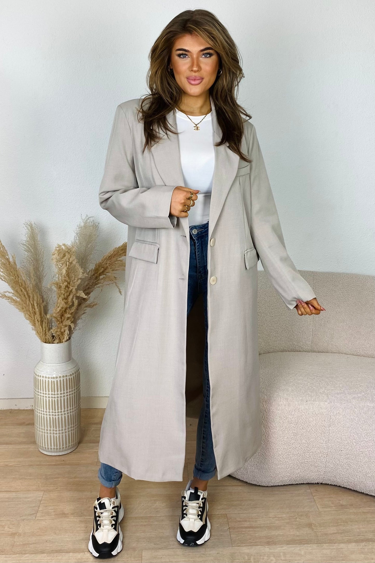 Long blazer coat - Taupe