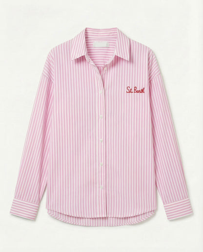 St Barth gestreepte blouse - Roze