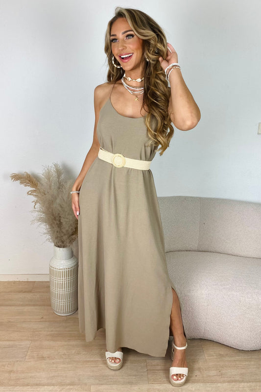 Flowy maxi jurk - Taupe