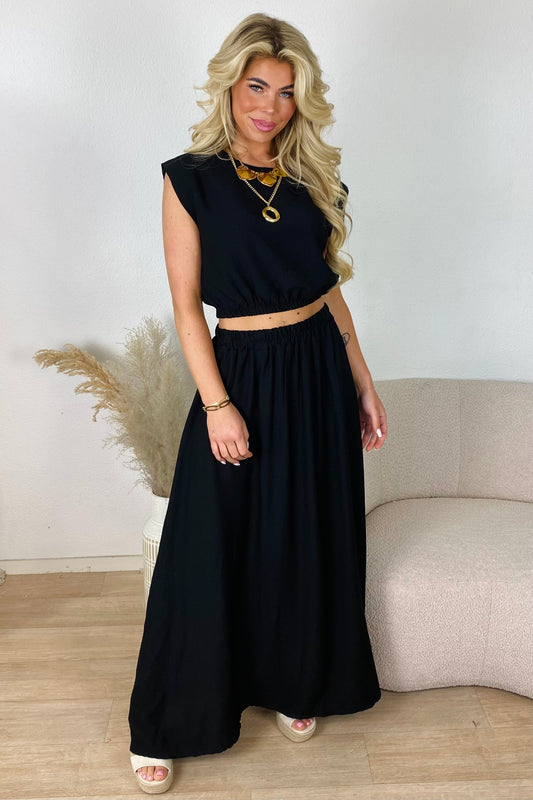 Boho splitrok set - Zwart