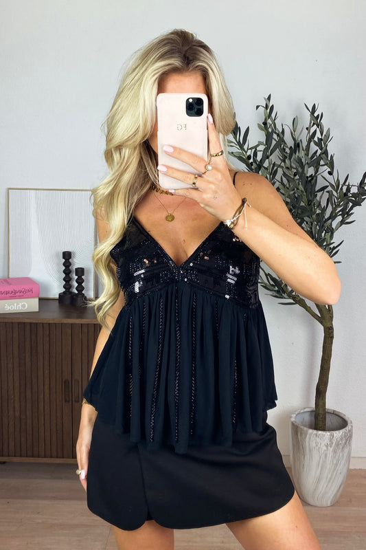 Gaby glitter top - Black