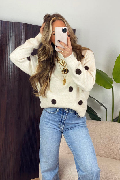 Faye dots trui - Beige