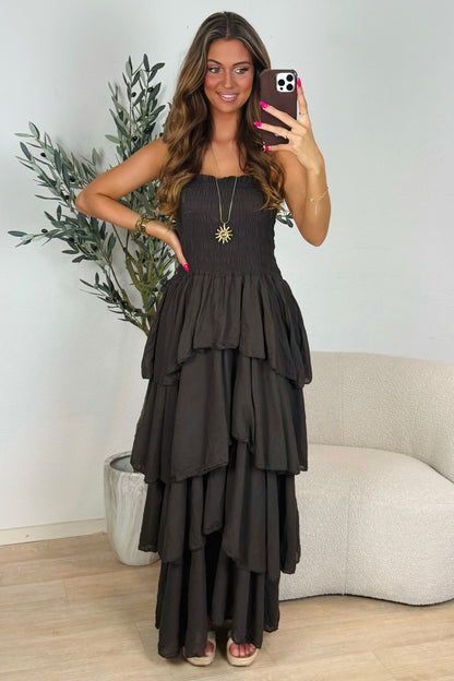 Molly strapless jurk - Bruin