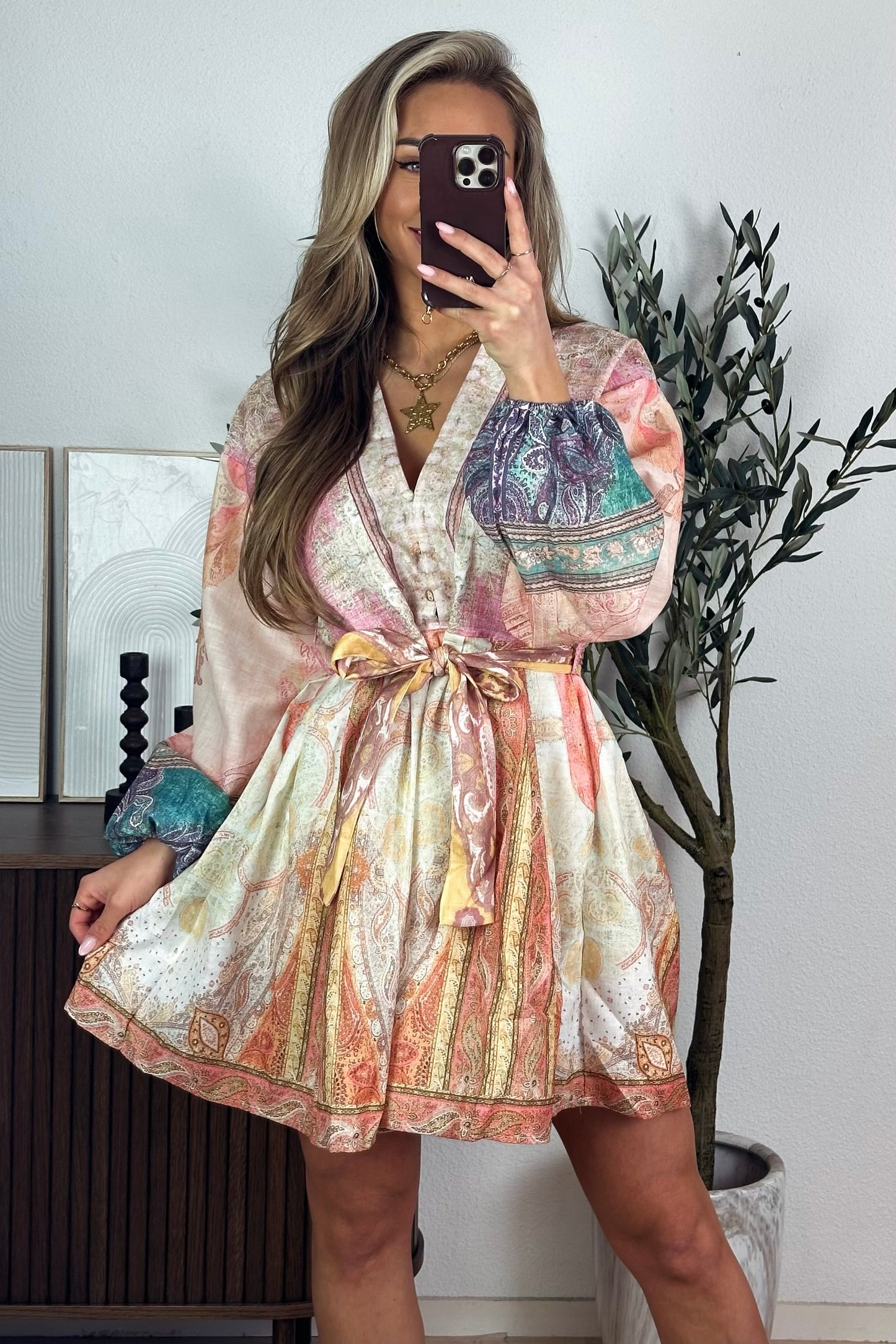 Jessi print jurk - Roze