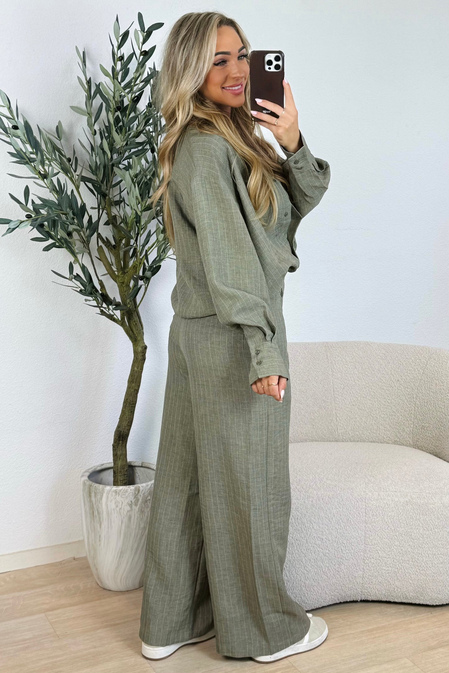 Eefje stripe pantalon - Kaki
