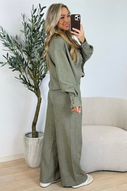 Eefje stripe pantalon - Kaki