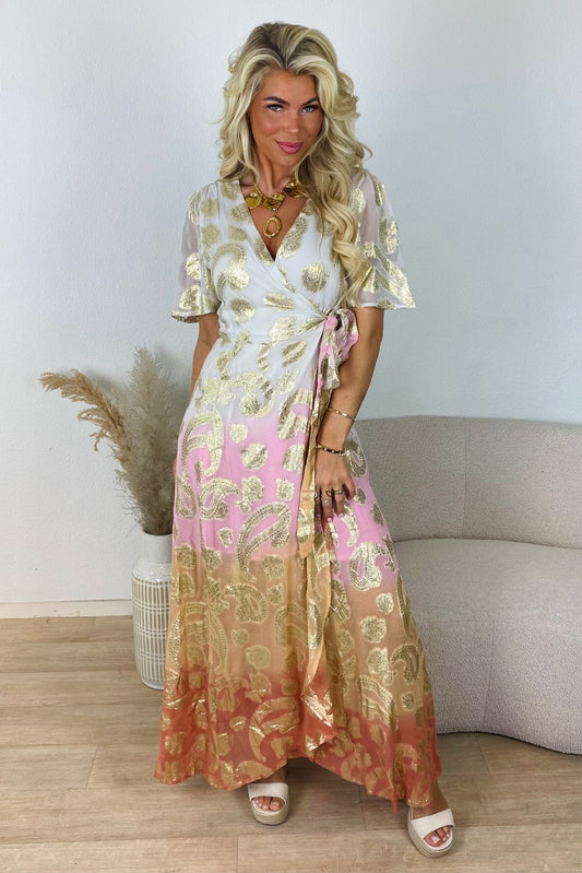 Golden leaf jurk - Multi