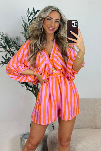 Gabby stripe playsuit - Oranje