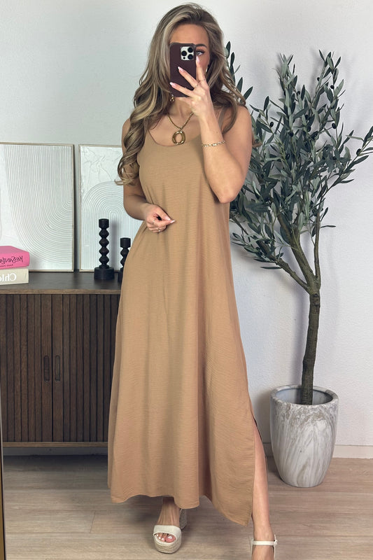 Flowy maxi jurk - Camel