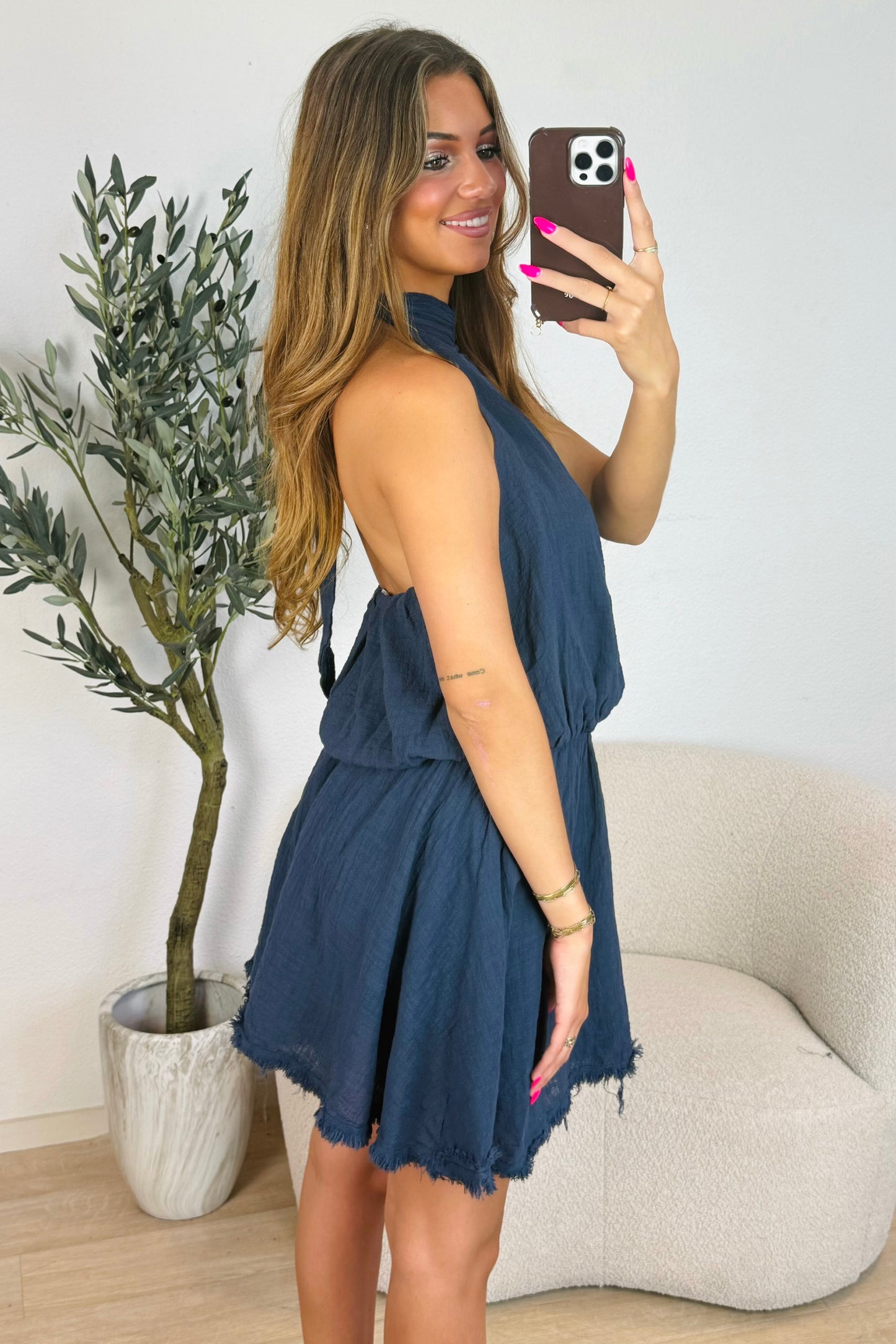 Cassie halter jurk - Blauw