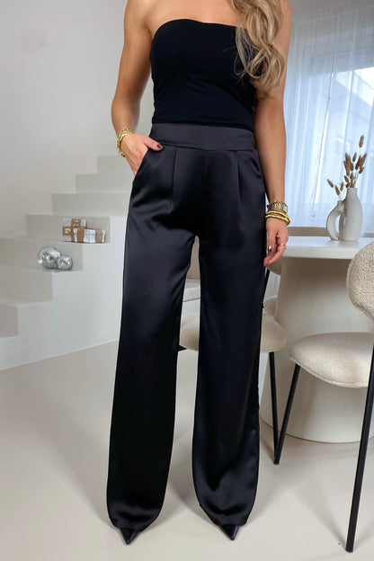 Lory satin pantalon - Black