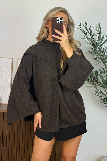 Wendy scarf vest - Bruin