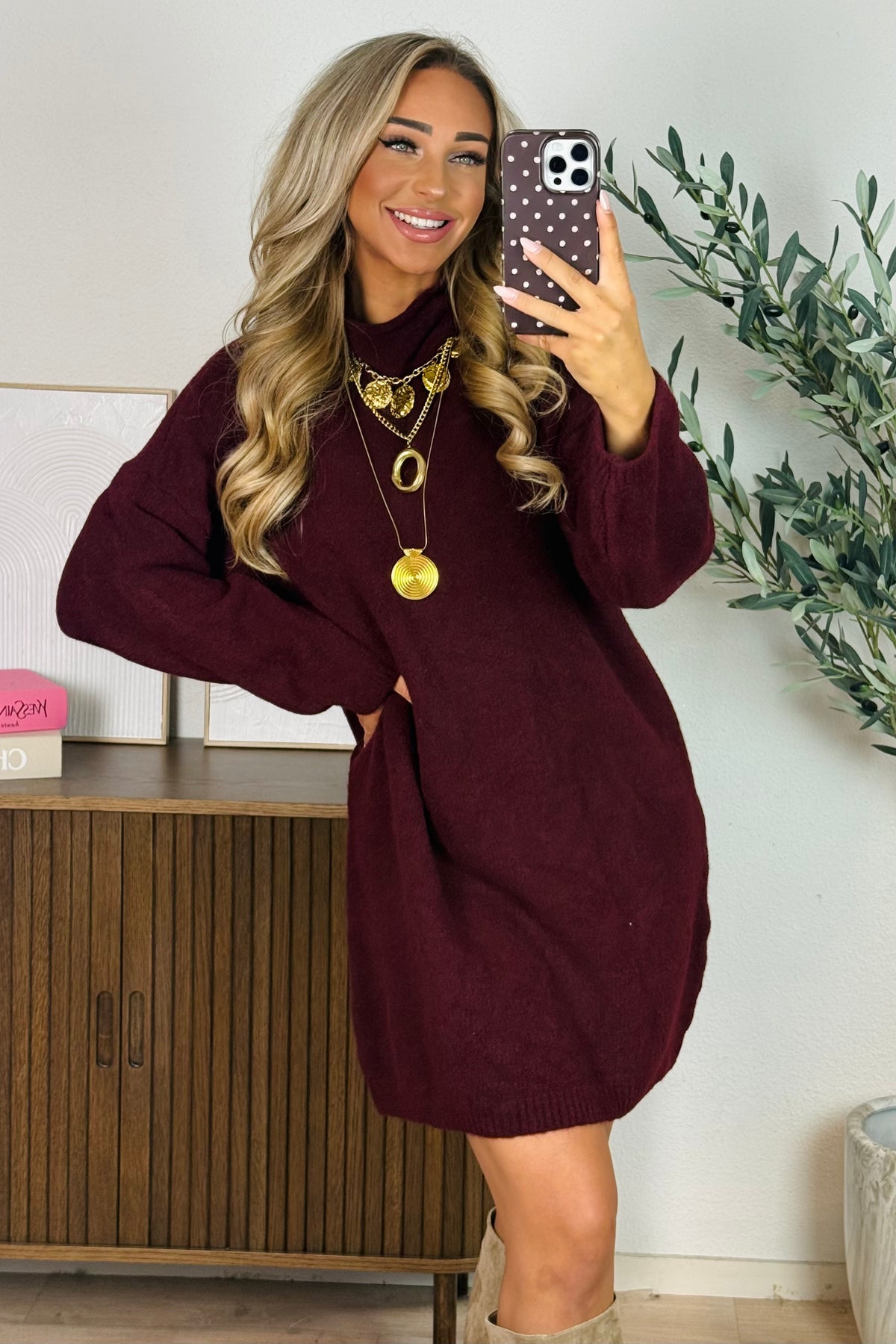 Zinzi knit jurk - Bordeaux