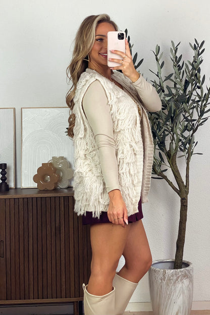 Saar fringe gilet - Ecru