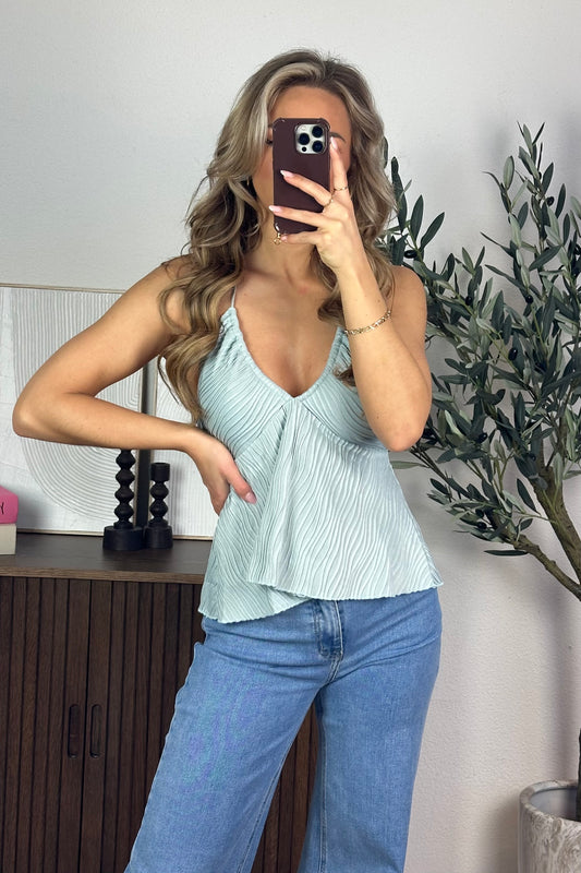 Halter top structuur - Blauw