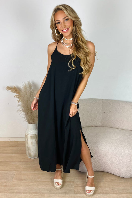 Flowy maxi jurk - Zwart