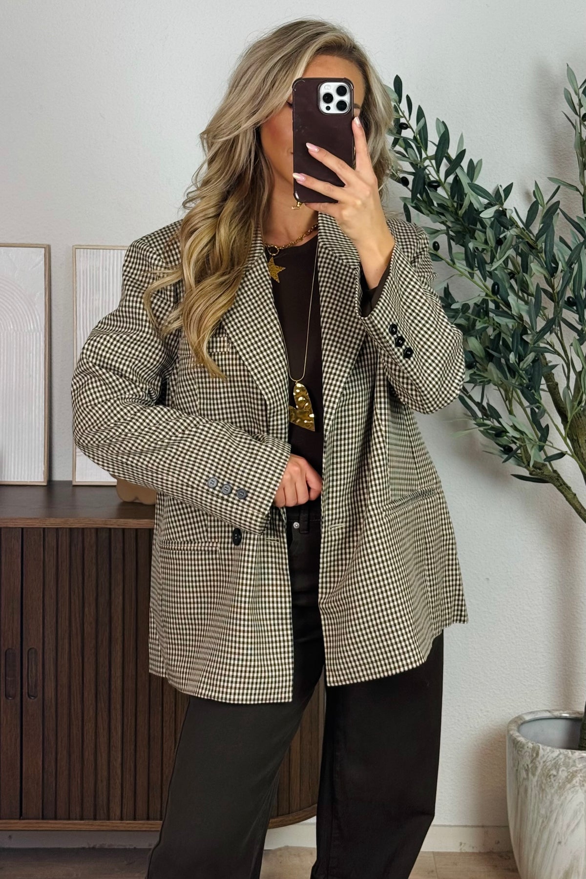 Sanne ruit blazer - Bruin