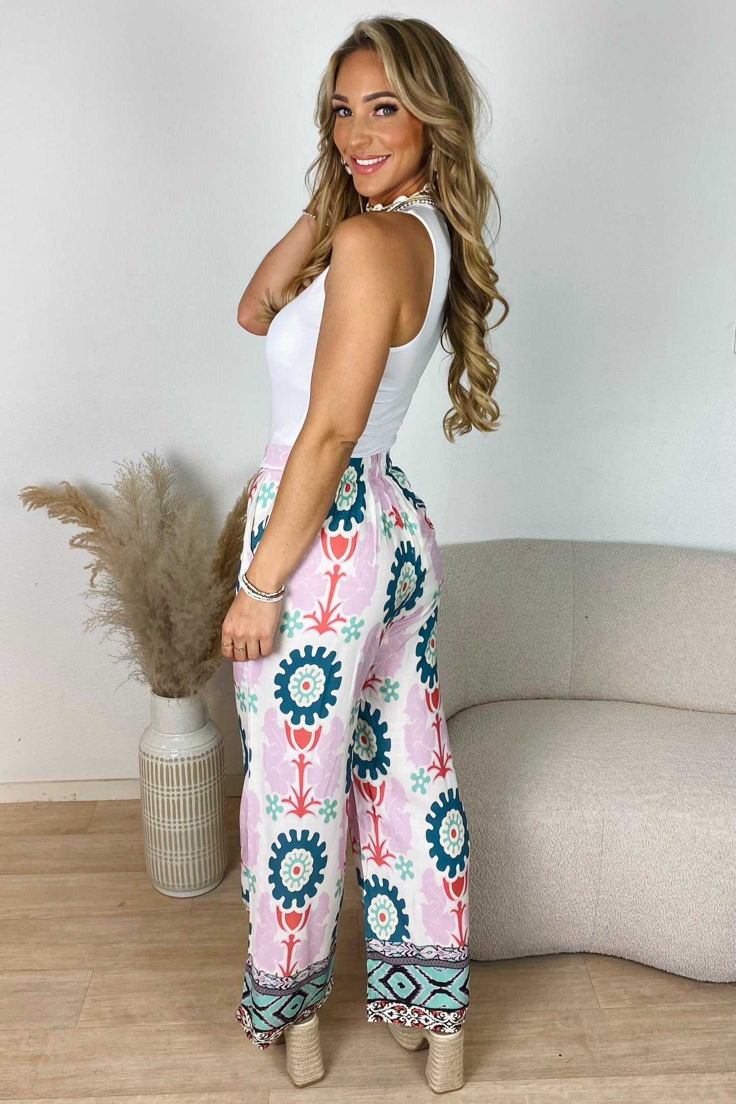 Summer print broek - Lila