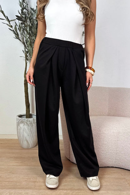 Vera geplooide pantalon - Zwart