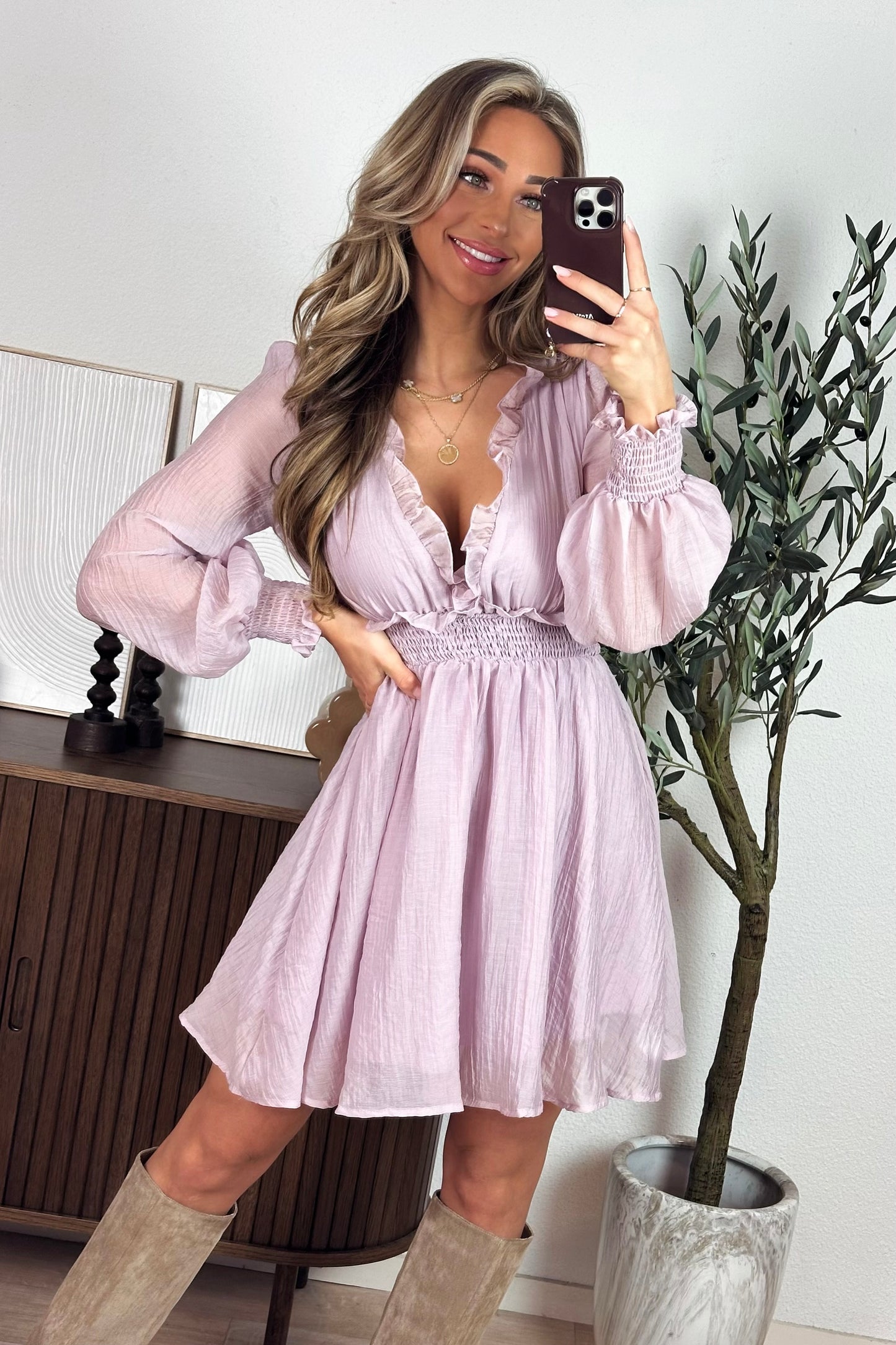 Ariella ruffle jurk - Lila