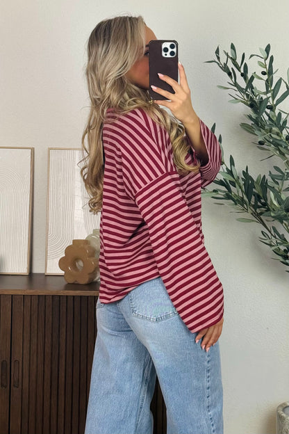 Sabrina stripe longsleeve - Bordeaux