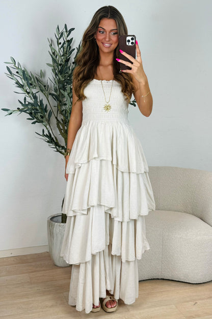 Molly strapless jurk - Beige