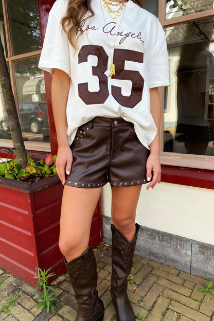 Loisa leather short - Brown
