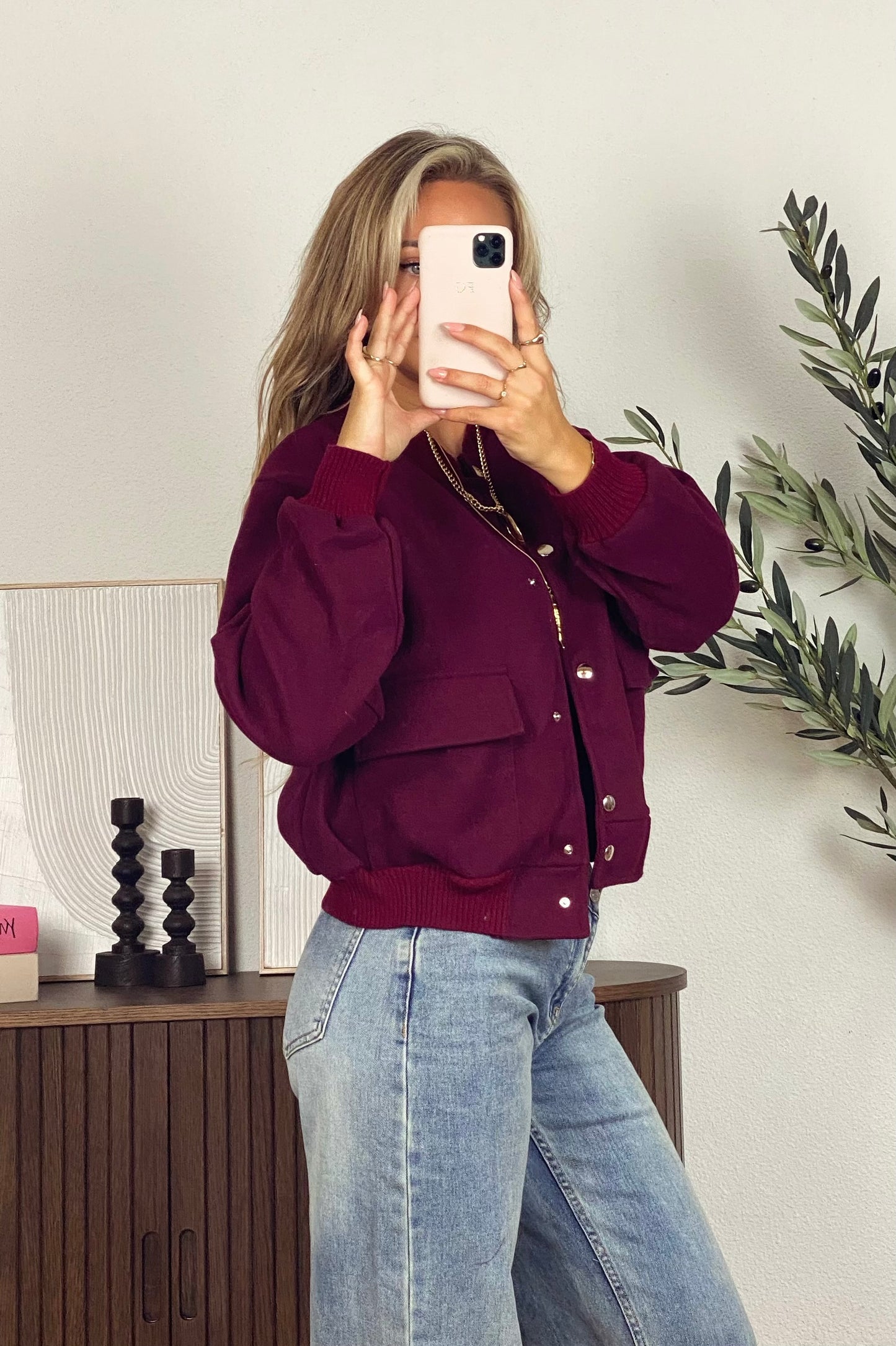 Basic bomber jacket - Bordeaux