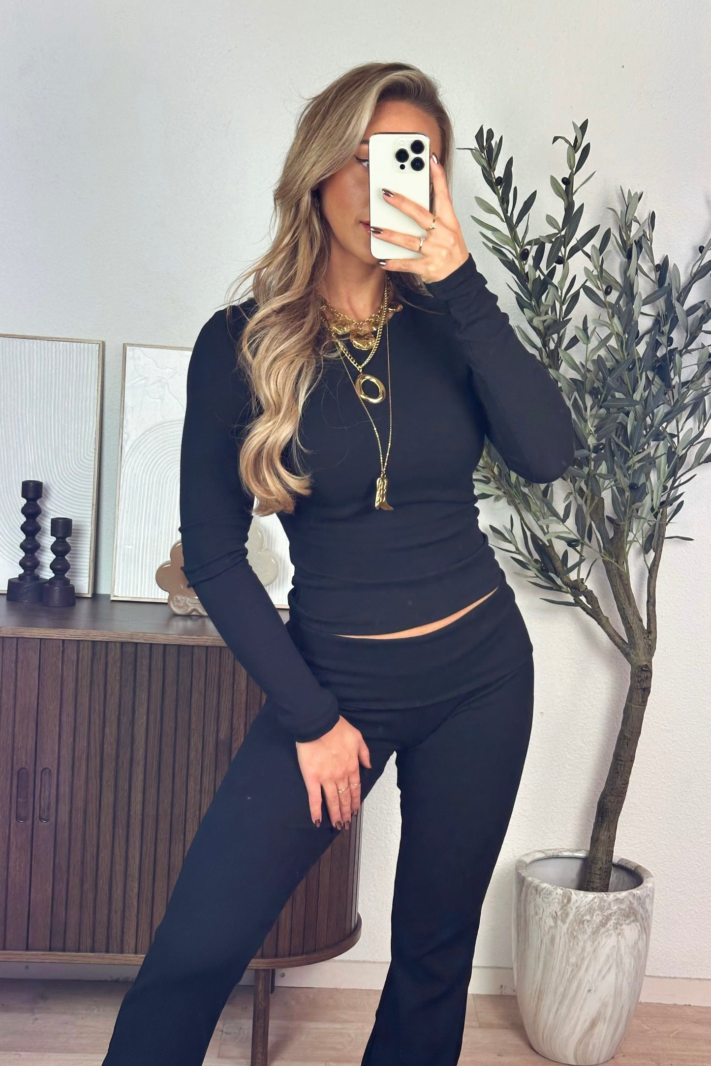Pippa ribbed top - Black