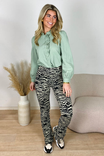 Soft flared pants zebra - Green