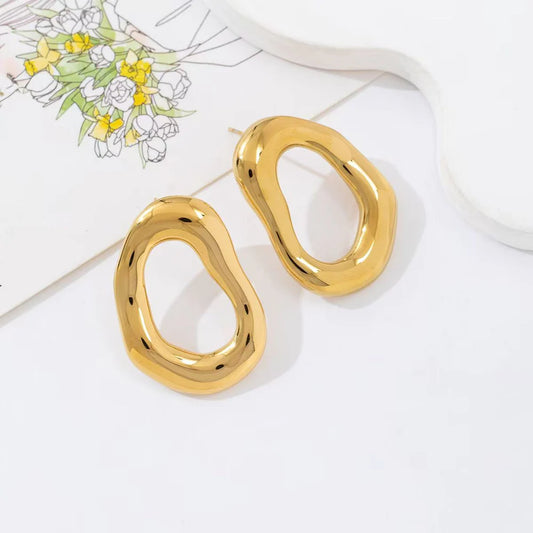 Open oval oorbellen - Goud