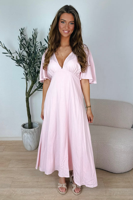Caitlyn flowy midi jurk - Roze