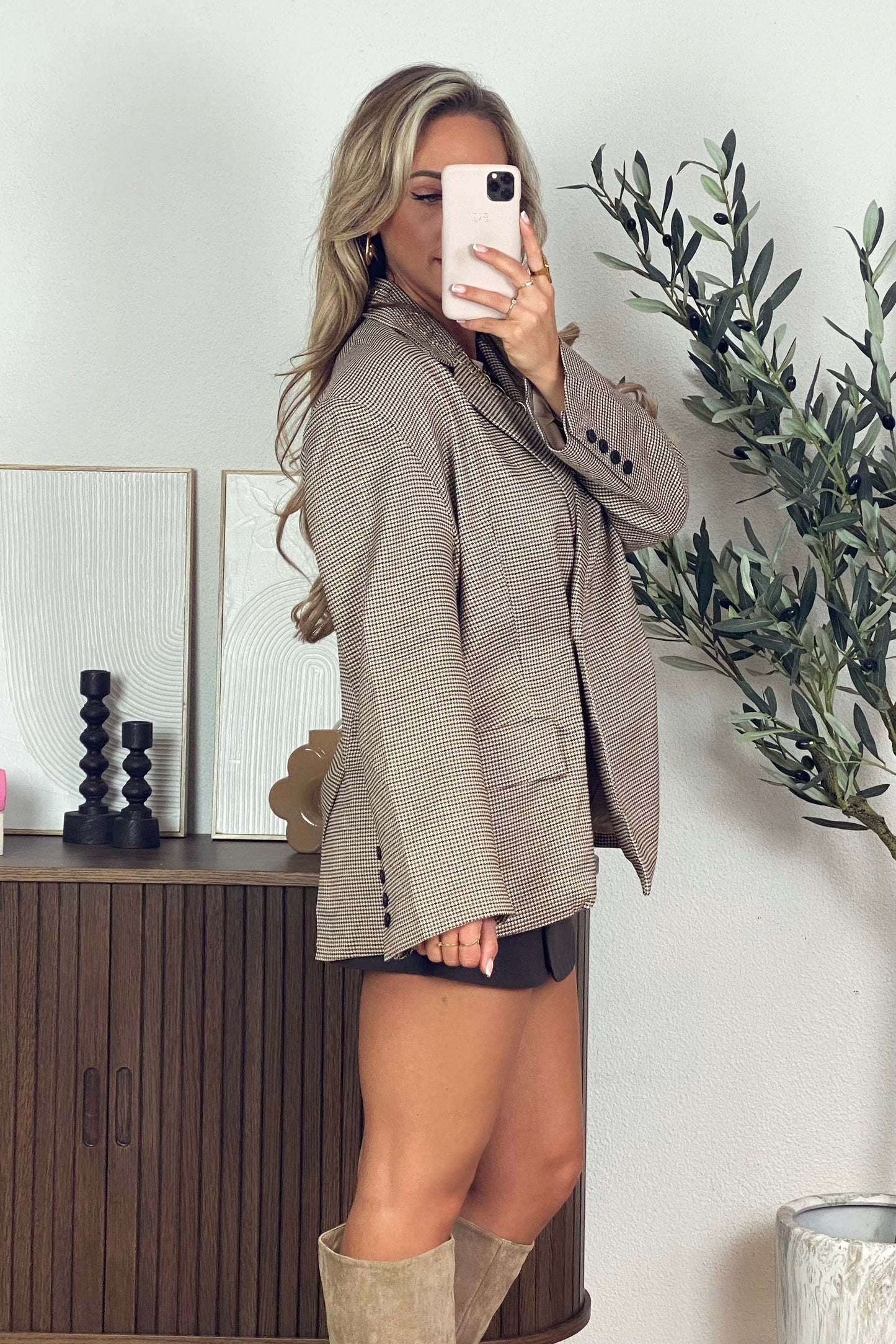 Lola checkered blazer - Brown