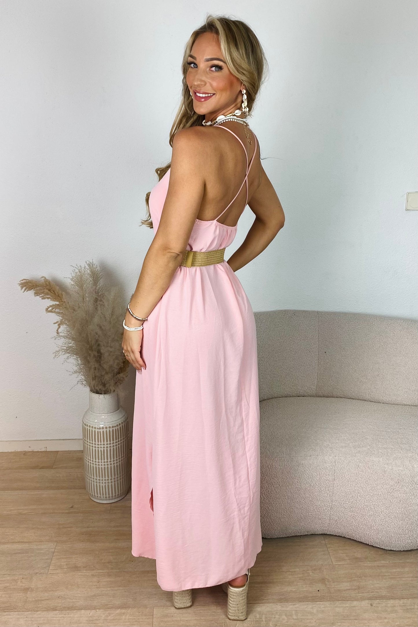 Flowy maxi jurk - Roze