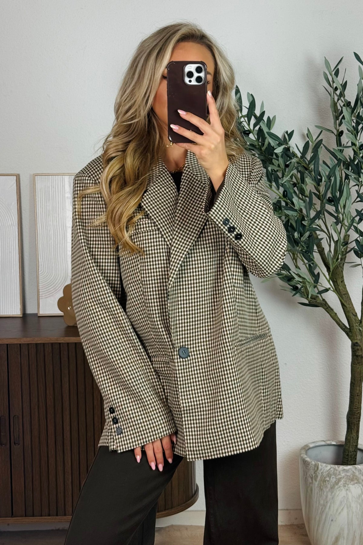 Sanne ruit blazer - Bruin